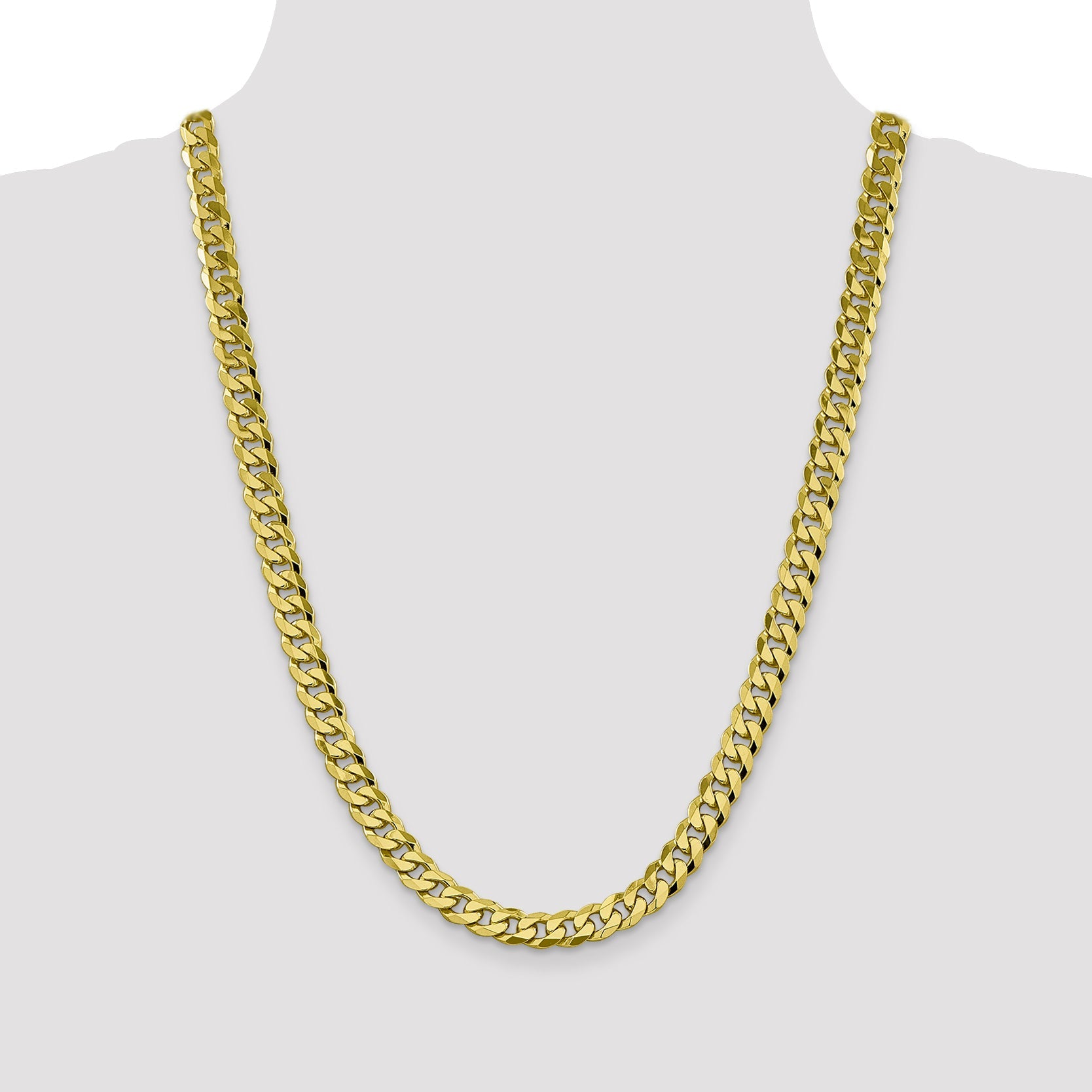 10K Yellow Gold 8.25mm Flat Beveled Curb Chain