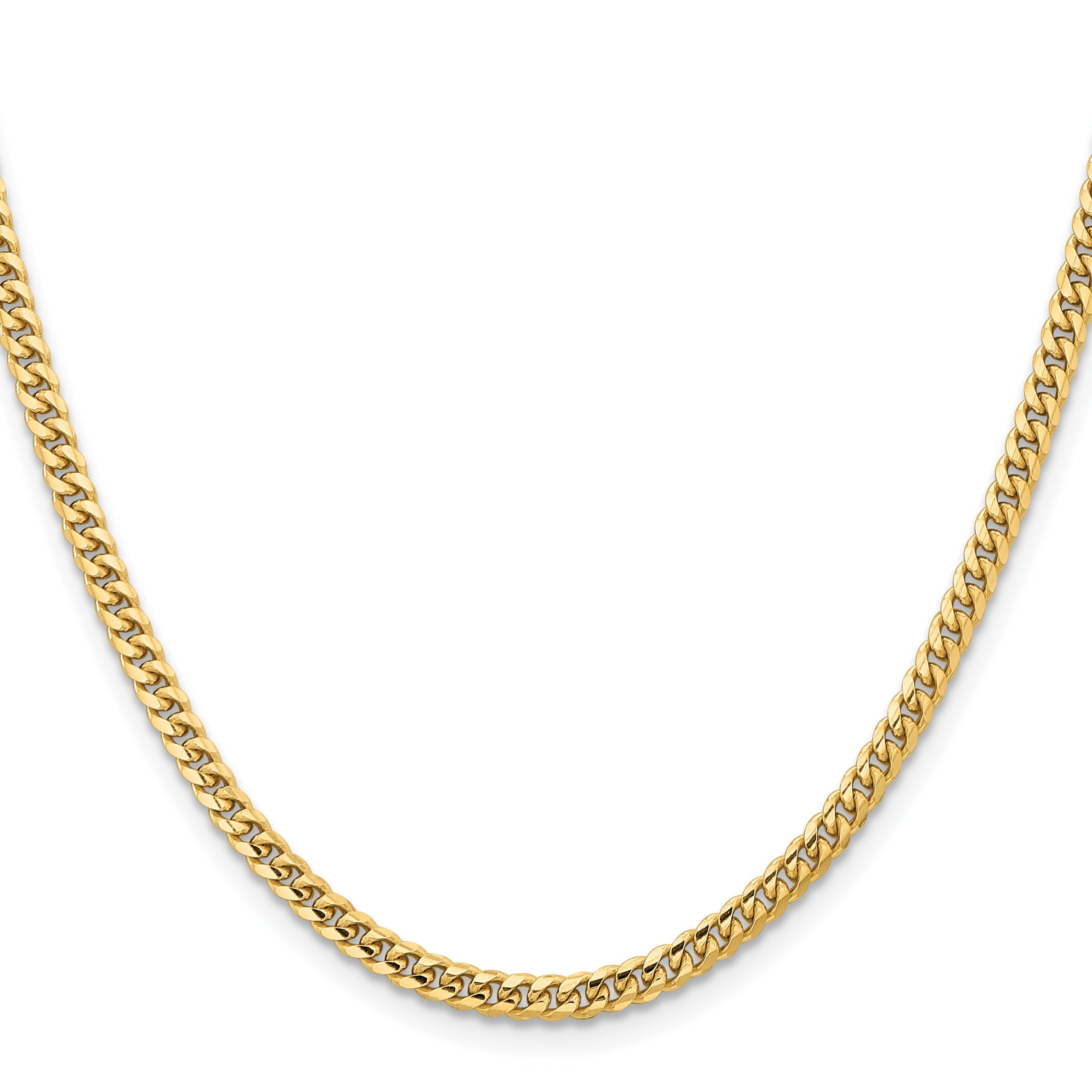 24 Inch 10K Yellow Gold 3.5mm Solid Miami Cuban Chain Necklace