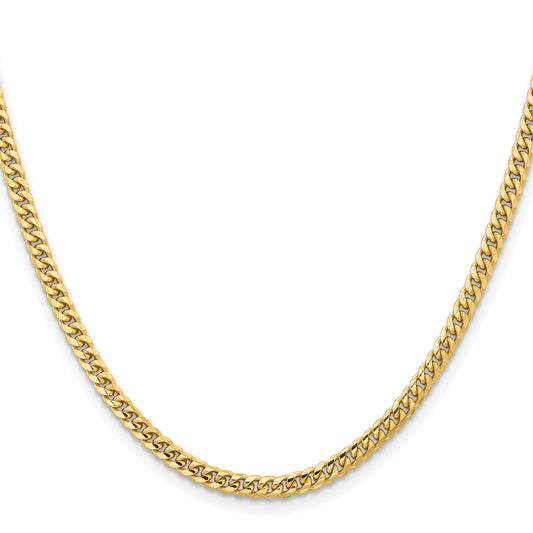 26 Inch 10K Yellow Gold 3.5mm Solid Miami Cuban Chain Necklace