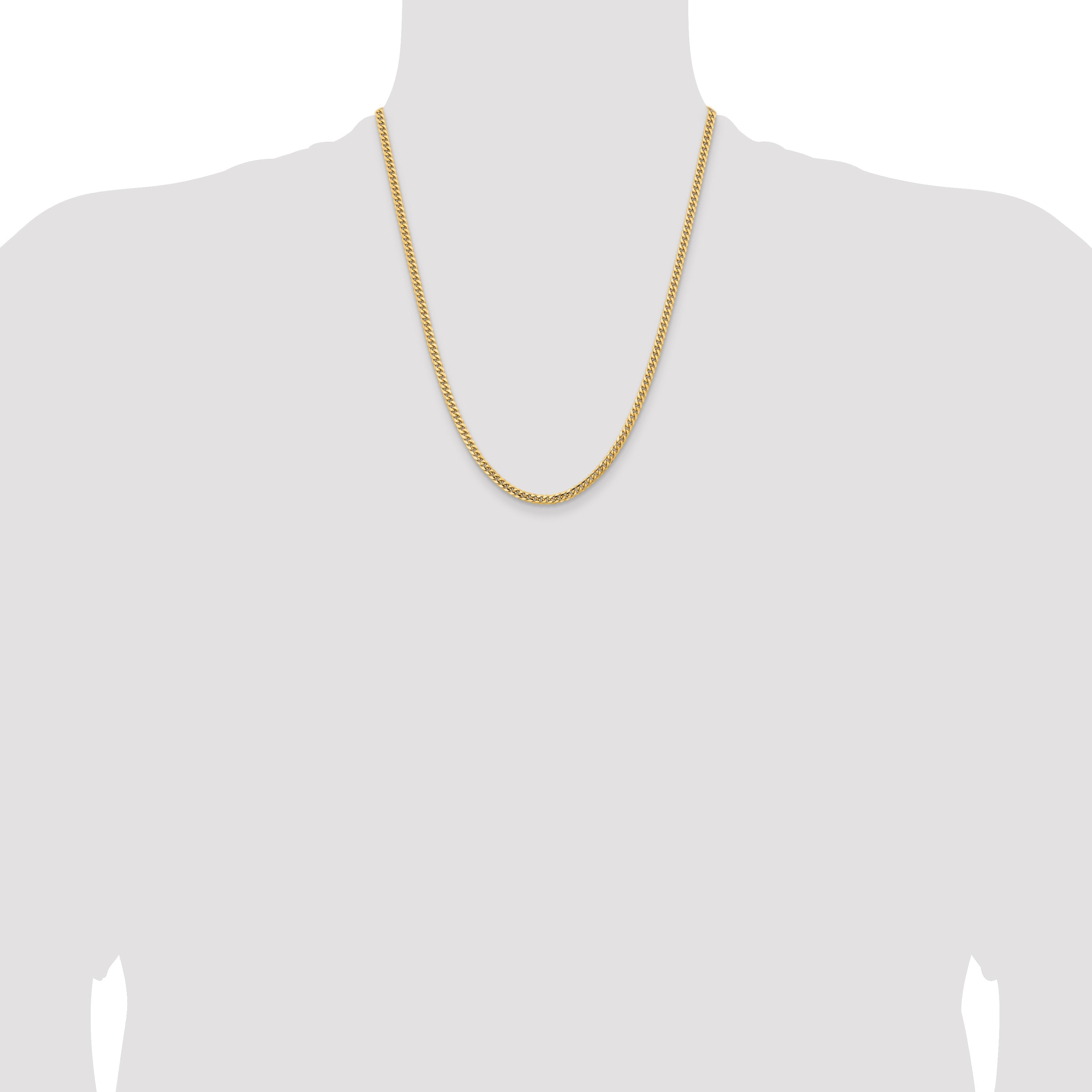 22 Inch 10K Yellow Gold 3.5mm Solid Miami Cuban Chain Necklace
