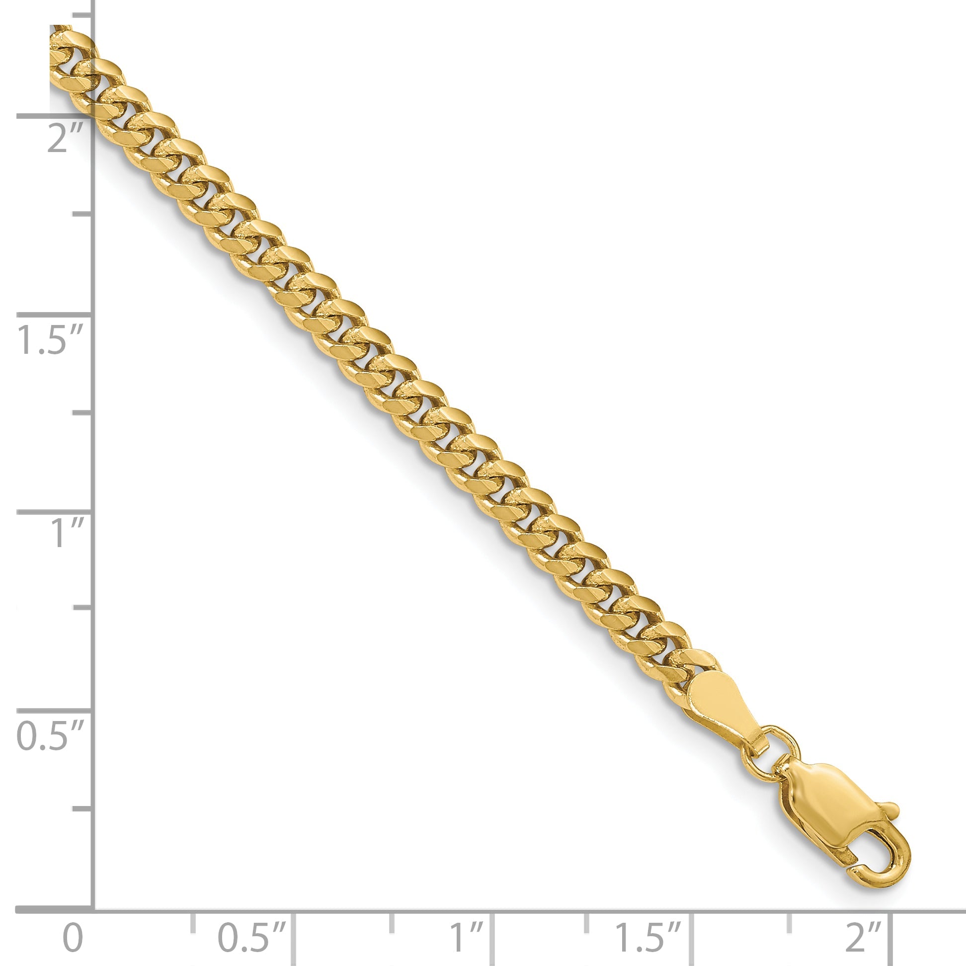 8 Inch 10K Yellow Gold 3.5mm Solid Miami Cuban Chain Bracelet