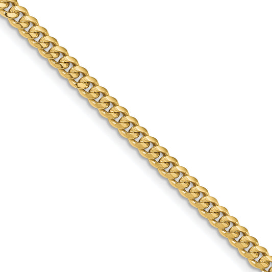 2 Inch 10K Yellow Gold 3.5mm Solid Miami Cuban Chain Necklace
