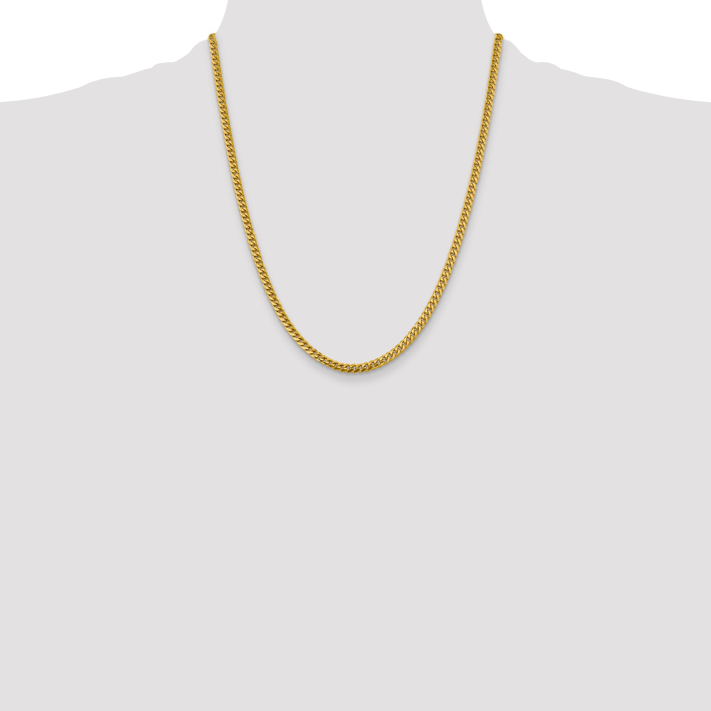 22 Inch 10K Yellow Gold 4.25mm Solid Miami Cuban Chain Necklace