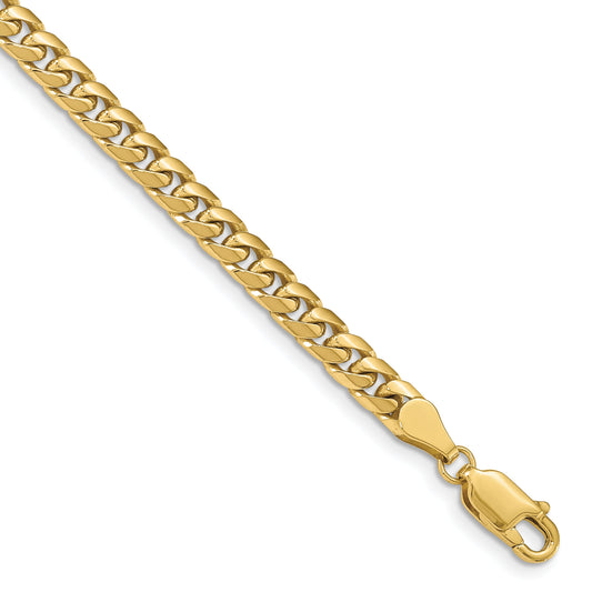 7 Inch 10K Yellow Gold 4.3mm Solid Miami Cuban Chain Bracelet