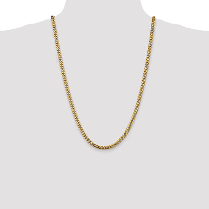 26 Inch 10K Yellow Gold 5mm Solid Miami Cuban Chain Necklace