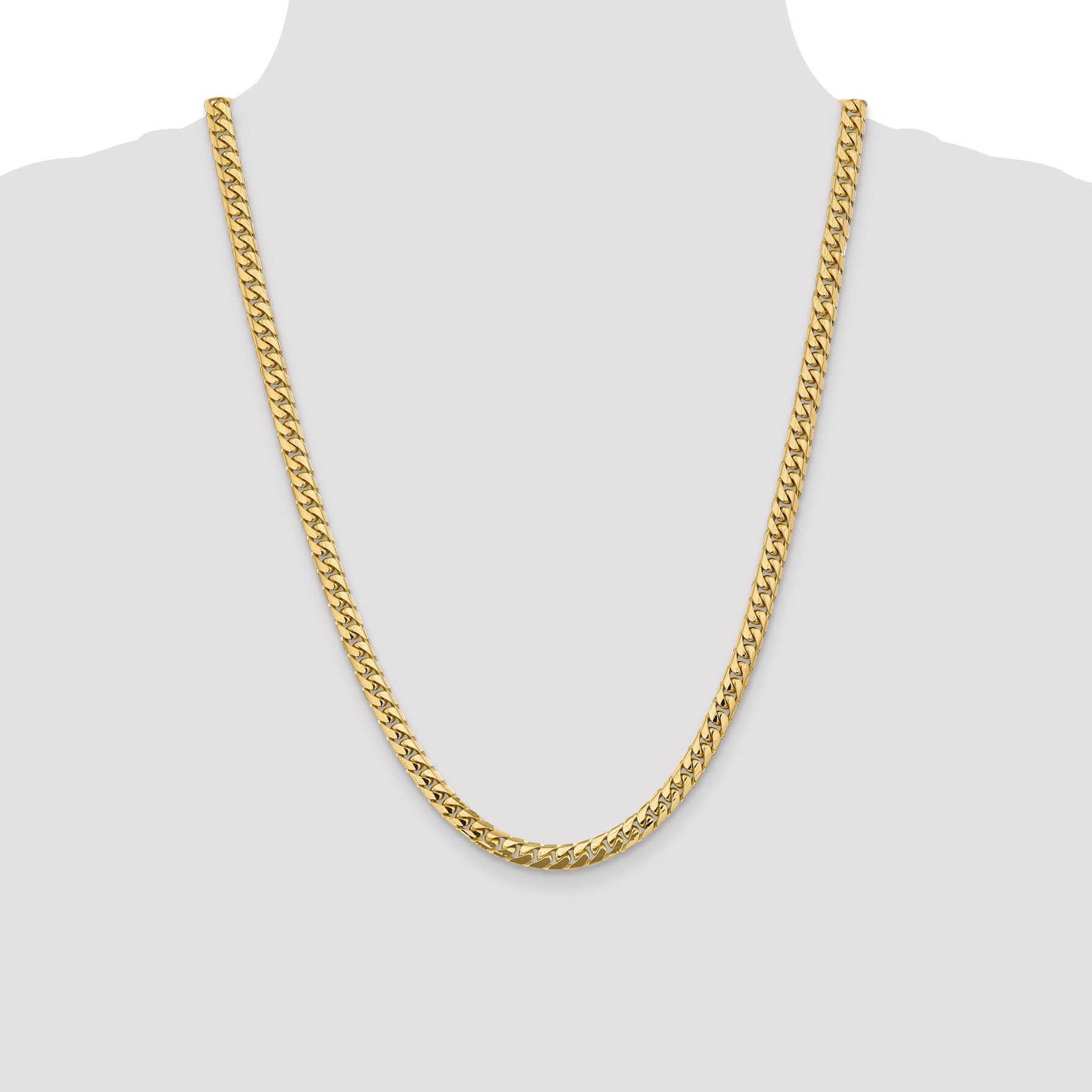 24 Inch 10K Yellow Gold 5.5mm Solid Miami Cuban Chain Necklace