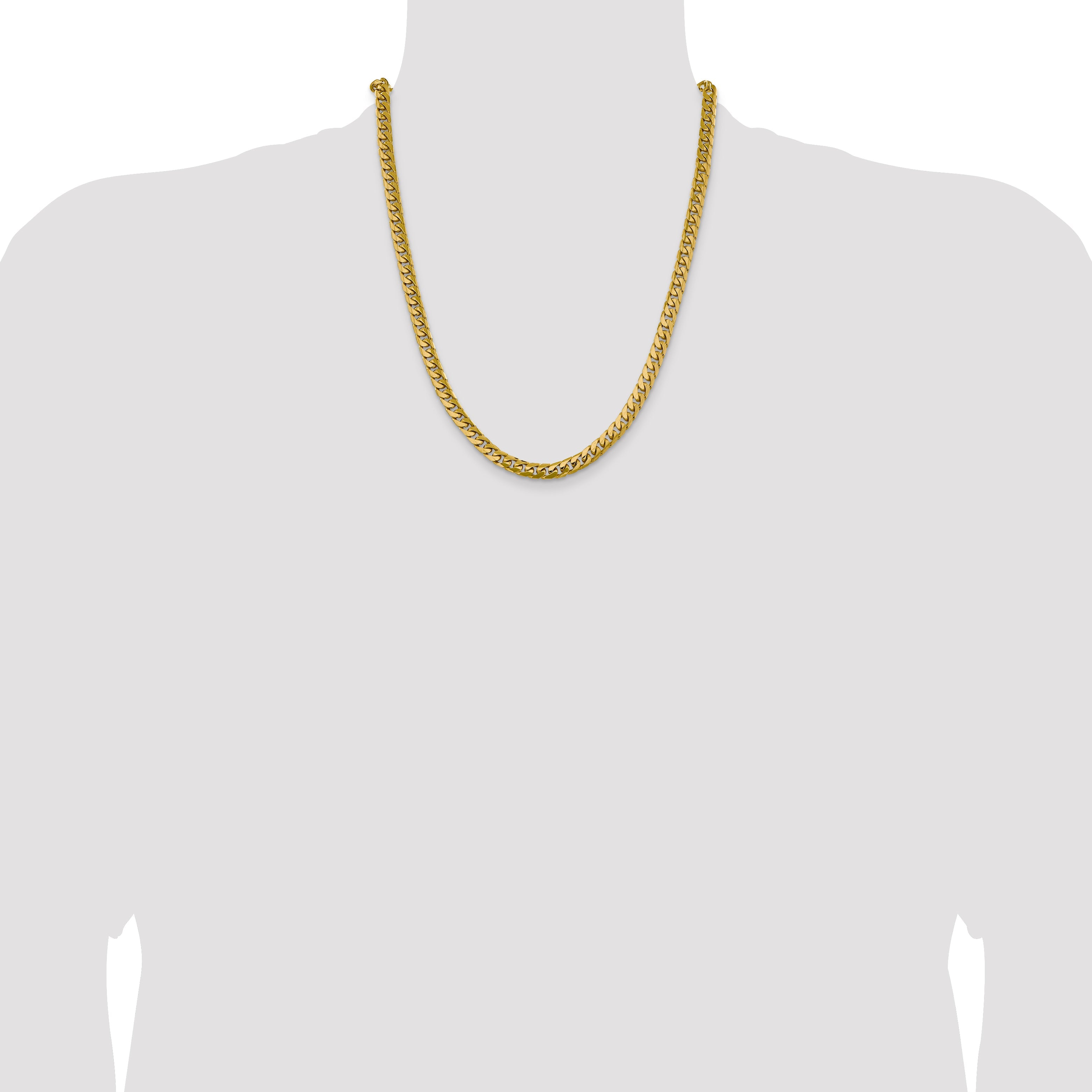 22 Inch 10K Yellow Gold 6.25mm Solid Miami Cuban Chain Necklace