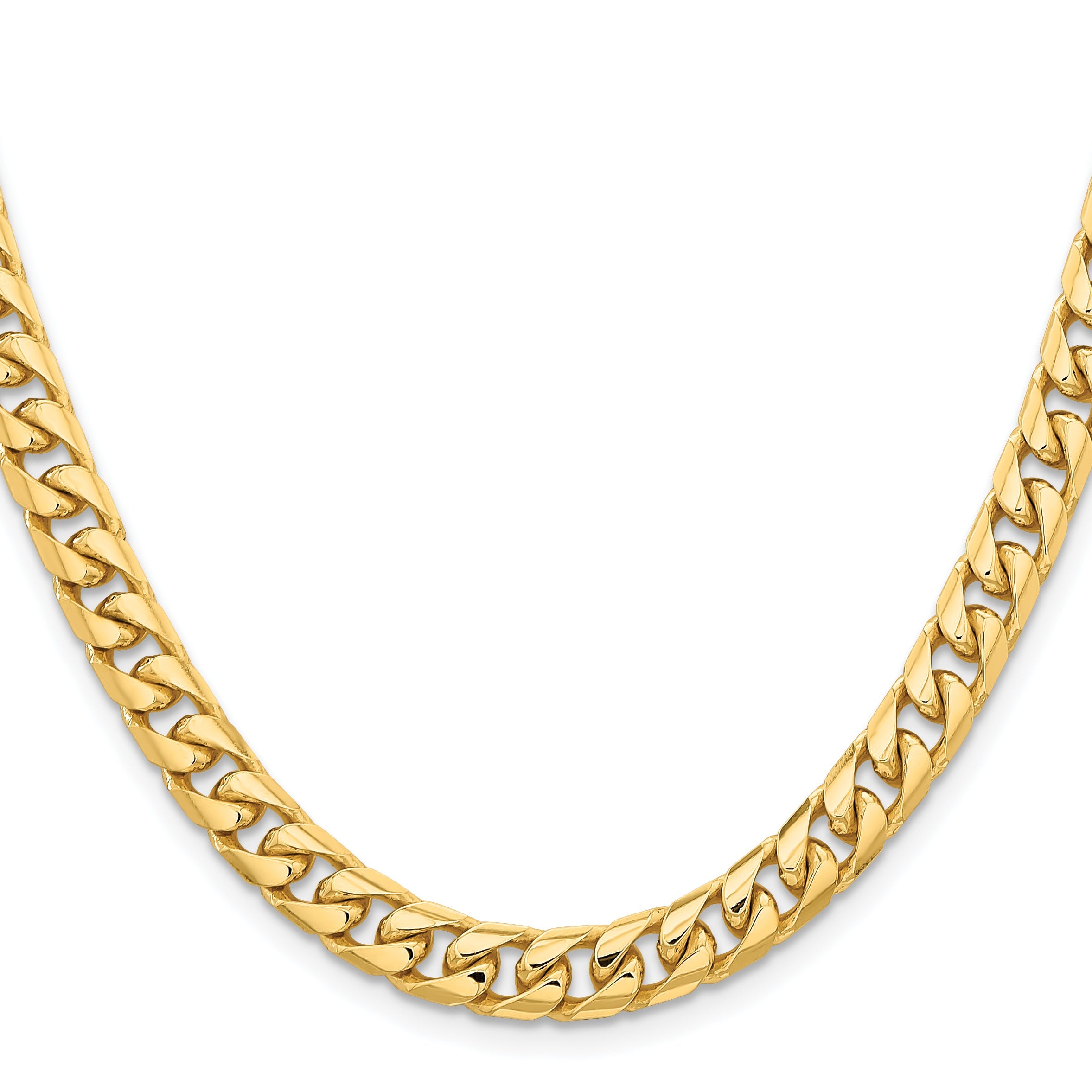 22 Inch 10K Yellow Gold 6.75mm Solid Miami Cuban Chain Necklace