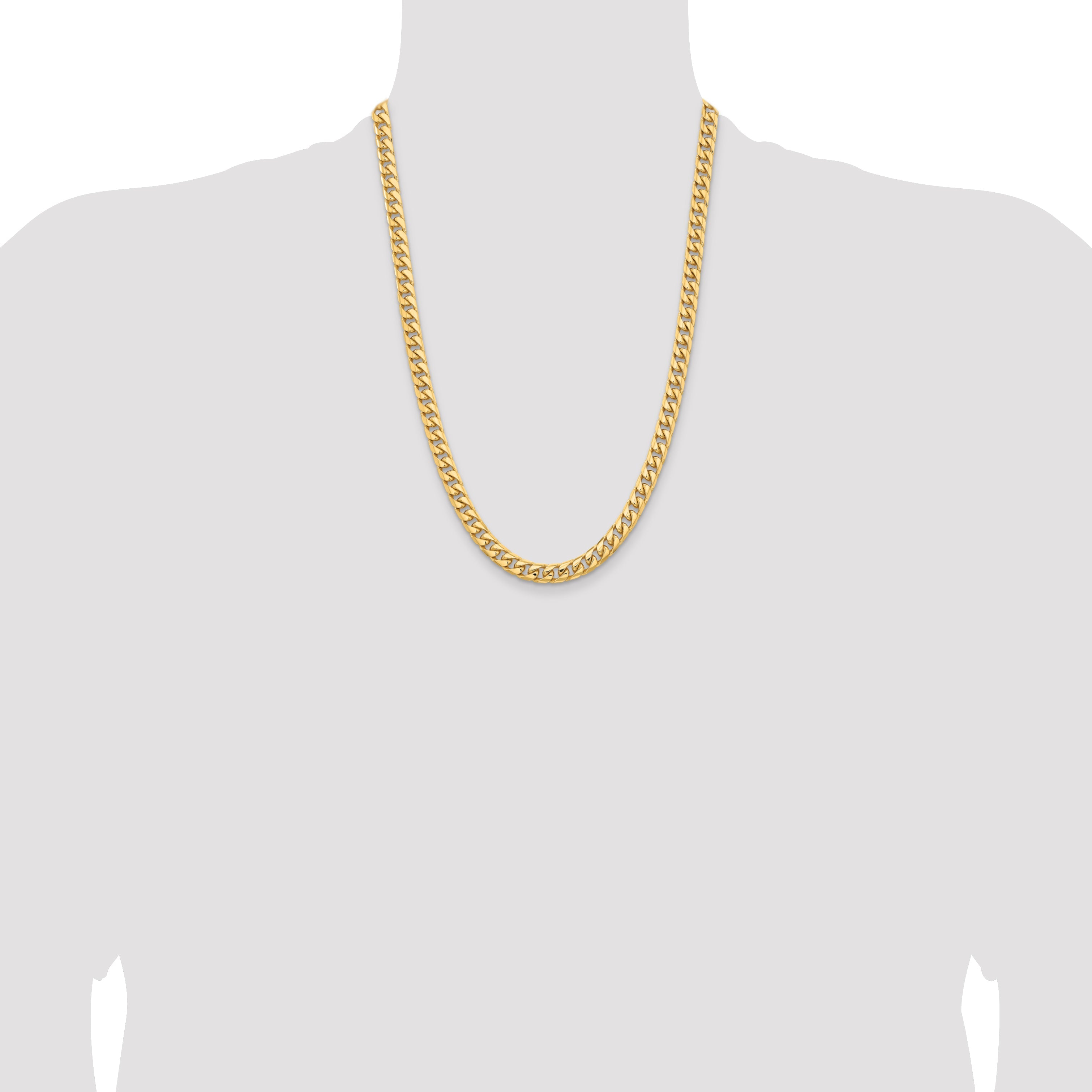24 Inch 10K Yellow Gold 6.75mm Solid Miami Cuban Chain Necklace