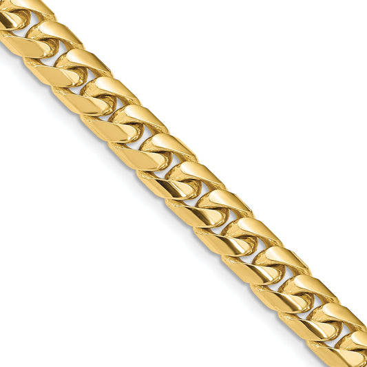 22 Inch 10K Yellow Gold 6.75mm Solid Miami Cuban Chain Necklace