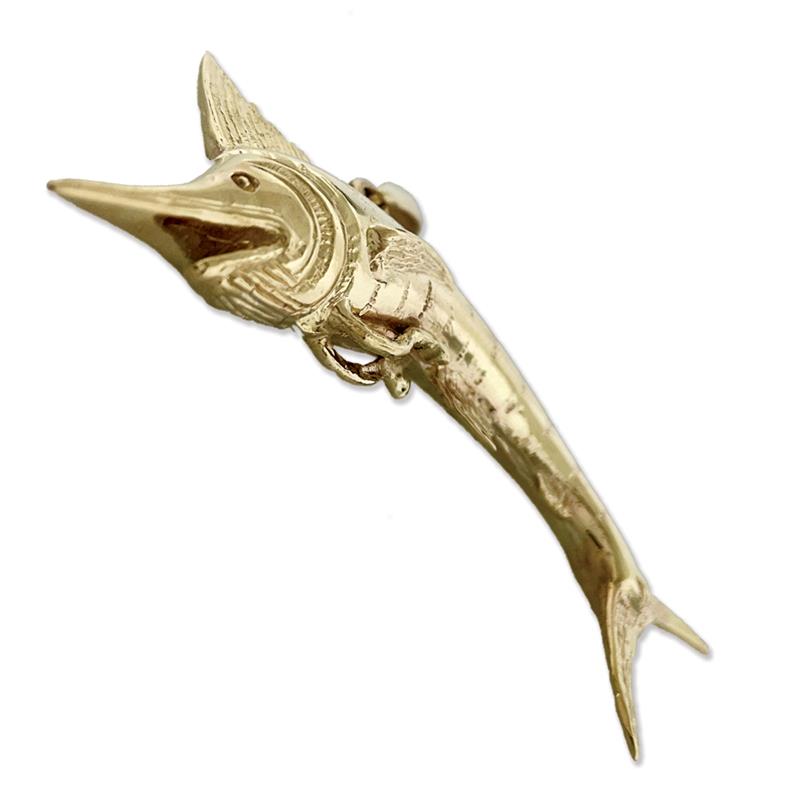 14K Gold 3-D Marlin Pendant