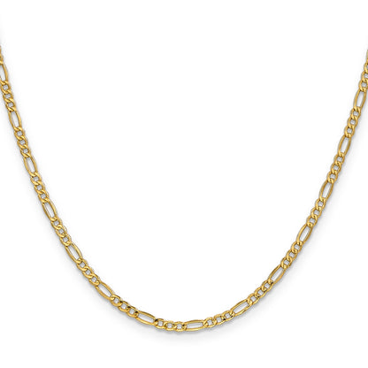 16 Inch 10K Yellow Gold 2.5mm Semi Solid Figaro Chain Necklace