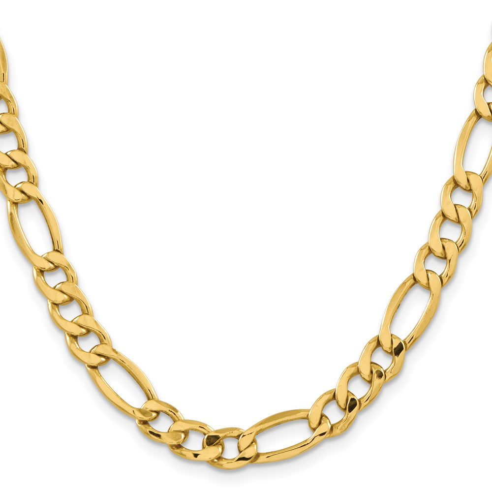 2 Inch 10K Yellow Gold 8.5mm Semi Solid Figaro Chain Necklace