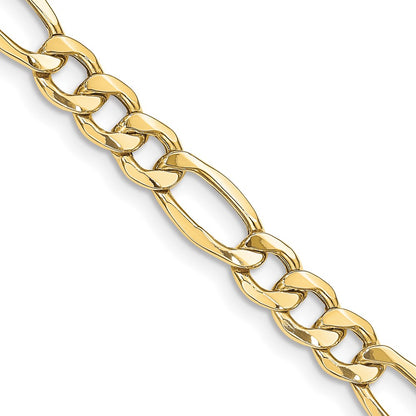 22 Inch 10K Yellow Gold 8.5mm Semi Solid Figaro Chain Necklace