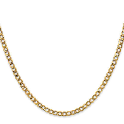 10K Yellow Gold 3.35mm Semi Solid Curb Link Chain