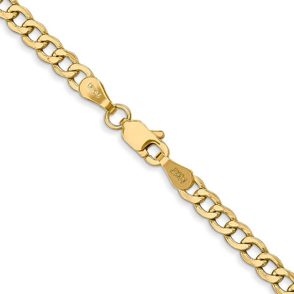 10K Yellow Gold 3.35mm Semi Solid Curb Link Chain