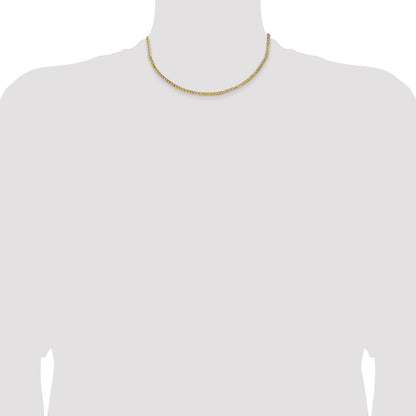10K Yellow Gold 3.35mm Semi Solid Curb Link Chain