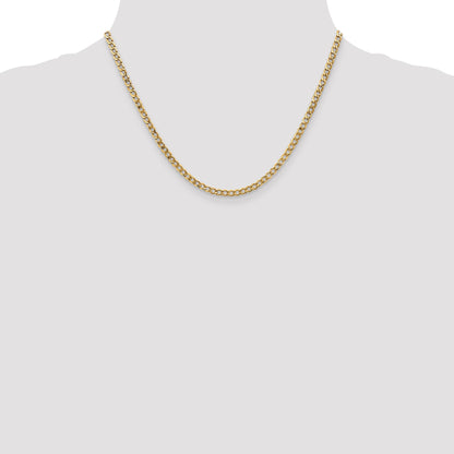 10K Yellow Gold 3.35mm Semi Solid Curb Link Chain