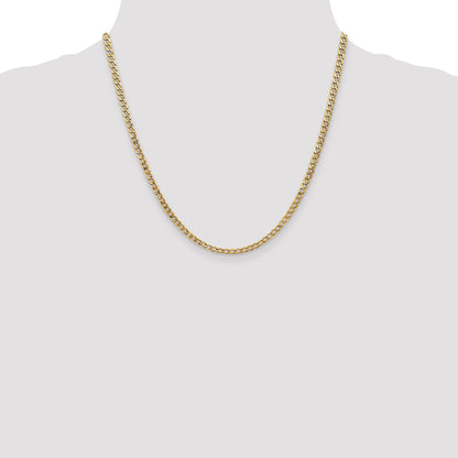 10K Yellow Gold 3.35mm Semi Solid Curb Link Chain