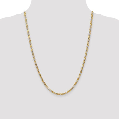10K Yellow Gold 3.35mm Semi Solid Curb Link Chain