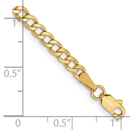 10K Yellow Gold 3.35mm Semi Solid Curb Link Chain