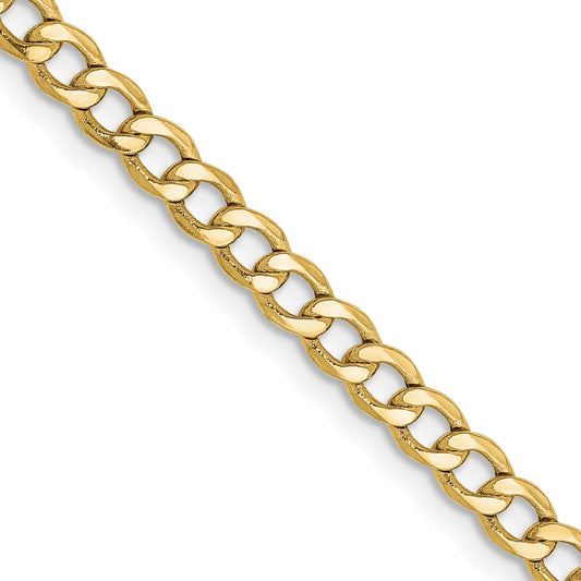 10K Yellow Gold 3.35mm Semi Solid Curb Link Chain