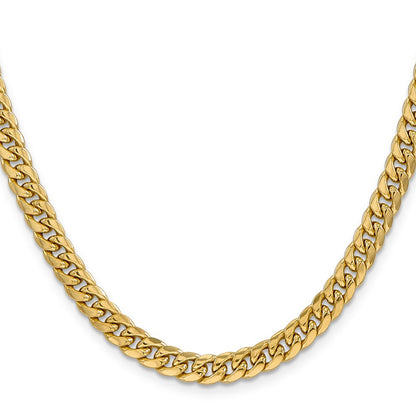 18 Inch 10K Yellow Gold 6mm Semi Solid Miami Cuban Chain Necklace