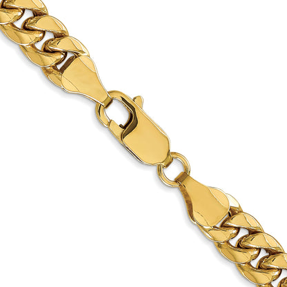 24 Inch 10K Yellow Gold 6.75mm Semi Solid Miami Cuban Chain Necklace