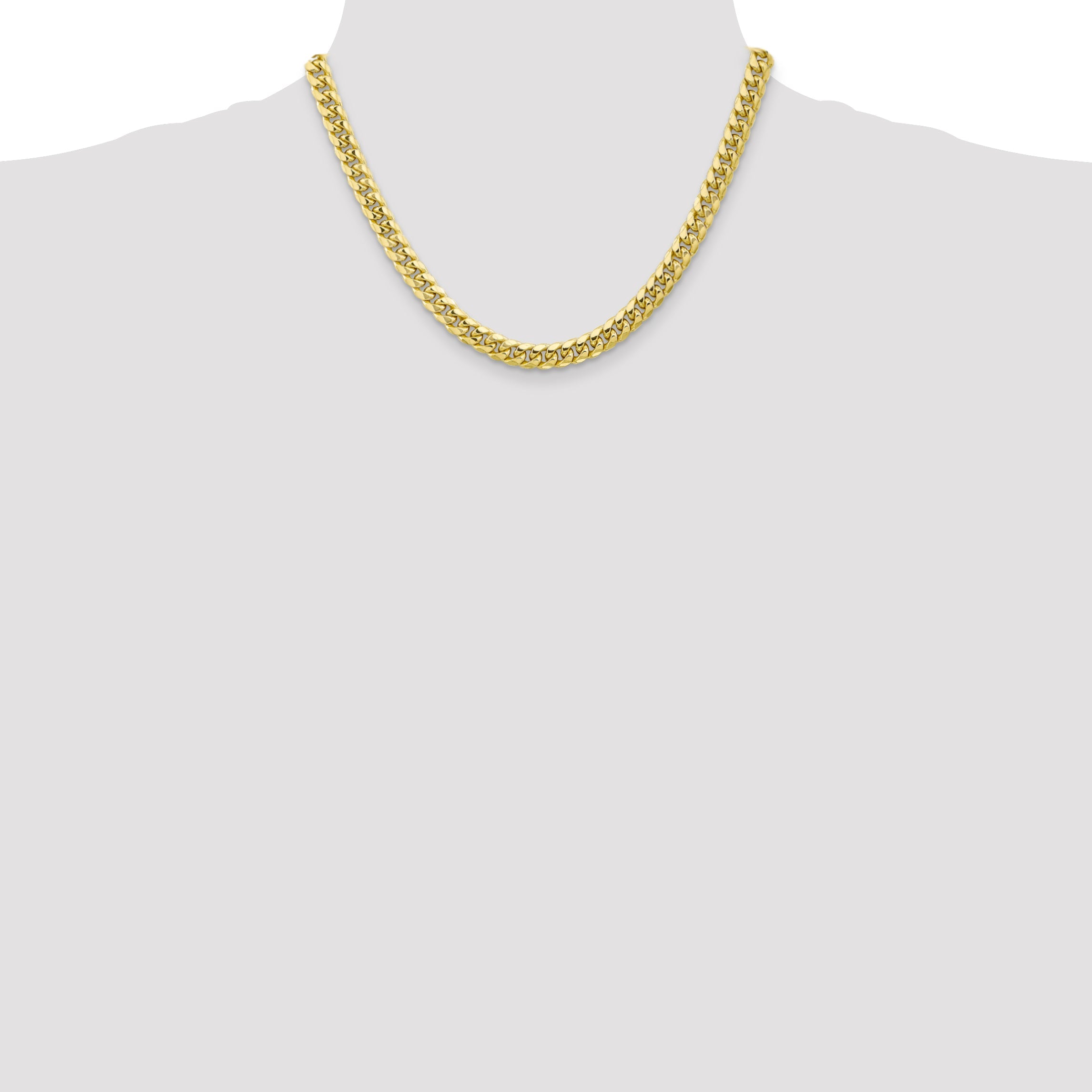 18 Inch 10K Yellow Gold 6.75mm Semi Solid Miami Cuban Chain Necklace
