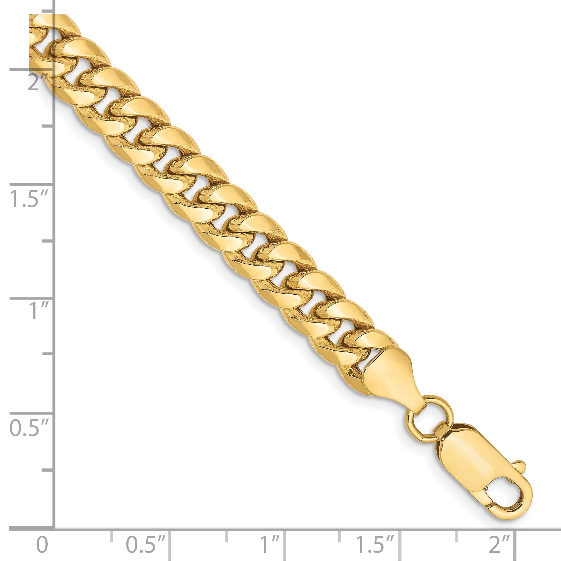 8 Inch 10K Yellow Gold 6.75mm Semi Solid Miami Cuban Chain Bracelet