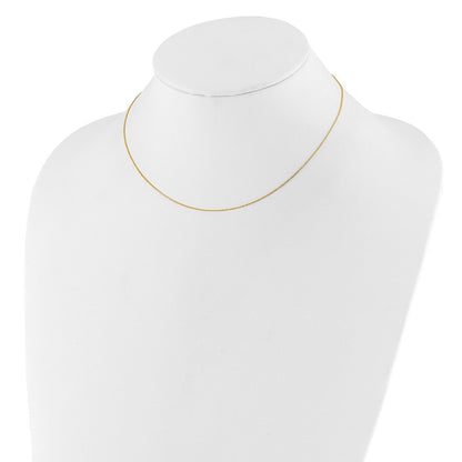 18 Inch 10K Yellow Gold .8mm D/C Round Cable 1In+1In Adjustable Chain Necklace