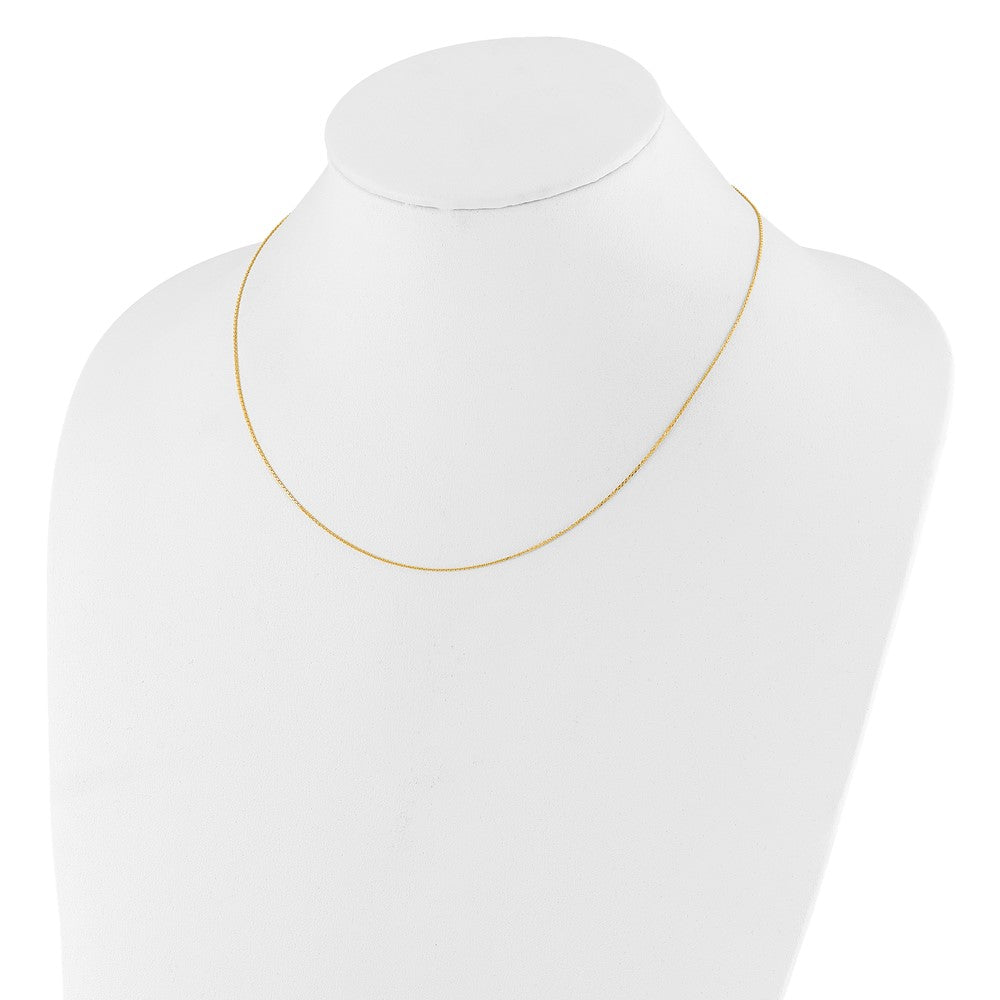 18 Inch 10K Yellow Gold .8mm D/C Round Cable 1In+1In Adjustable Chain Necklace