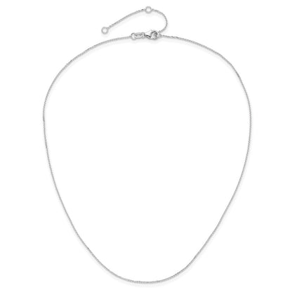 18 Inch 10K White Gold Wg .8mm D/C Round Cable 1In+1In Adjustable Chain Necklace