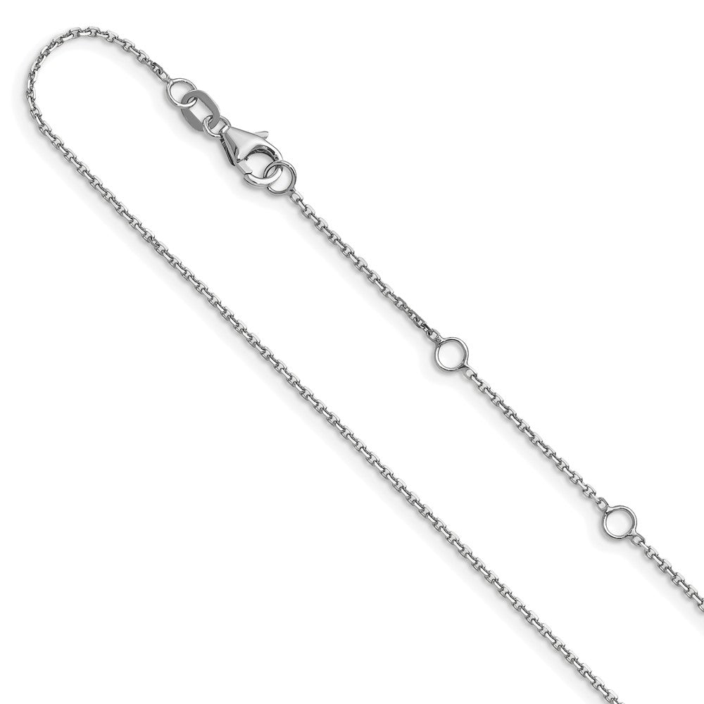 18 Inch 10K White Gold Wg .8mm D/C Round Cable 1In+1In Adjustable Chain Necklace