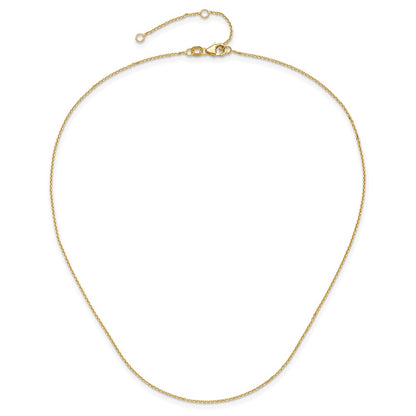 18 Inch 10K Yellow Gold .95mm D/C Round Cable 1In+1In Adjustable Chain Necklace
