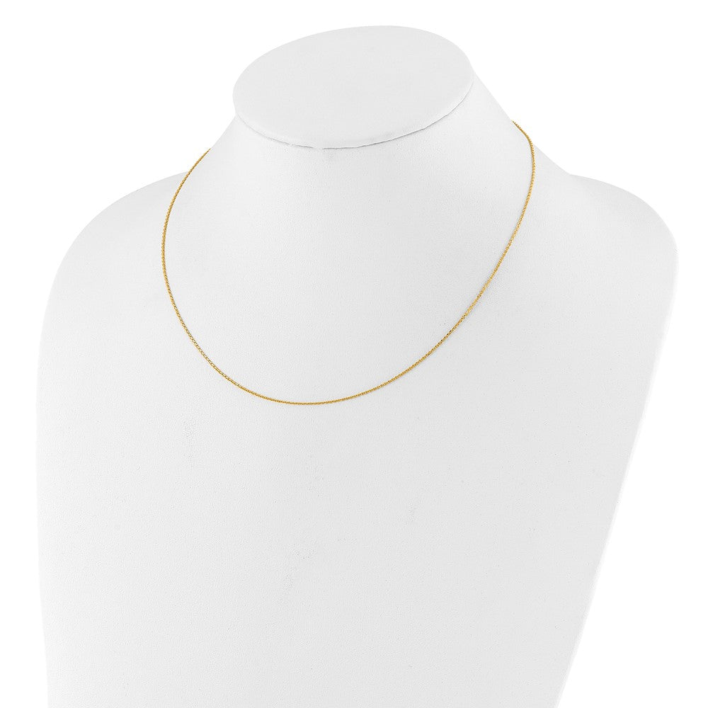 18 Inch 10K Yellow Gold .95mm D/C Round Cable 1In+1In Adjustable Chain Necklace