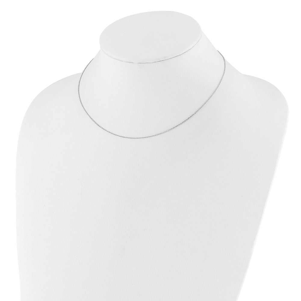 18 Inch 10K White Gold Wg .95mm D/C Round Cable 1In+1In Adjustable Chain Necklace