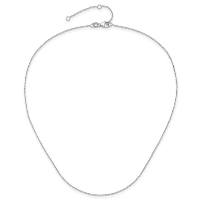 18 Inch 10K White Gold Wg .95mm D/C Round Cable 1In+1In Adjustable Chain Necklace