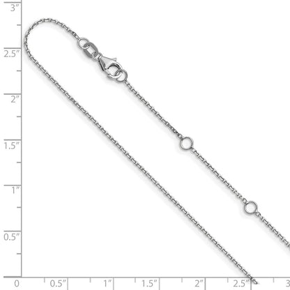 18 Inch 10K White Gold Wg .95mm D/C Round Cable 1In+1In Adjustable Chain Necklace