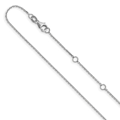 18 Inch 10K White Gold Wg .95mm D/C Round Cable 1In+1In Adjustable Chain Necklace