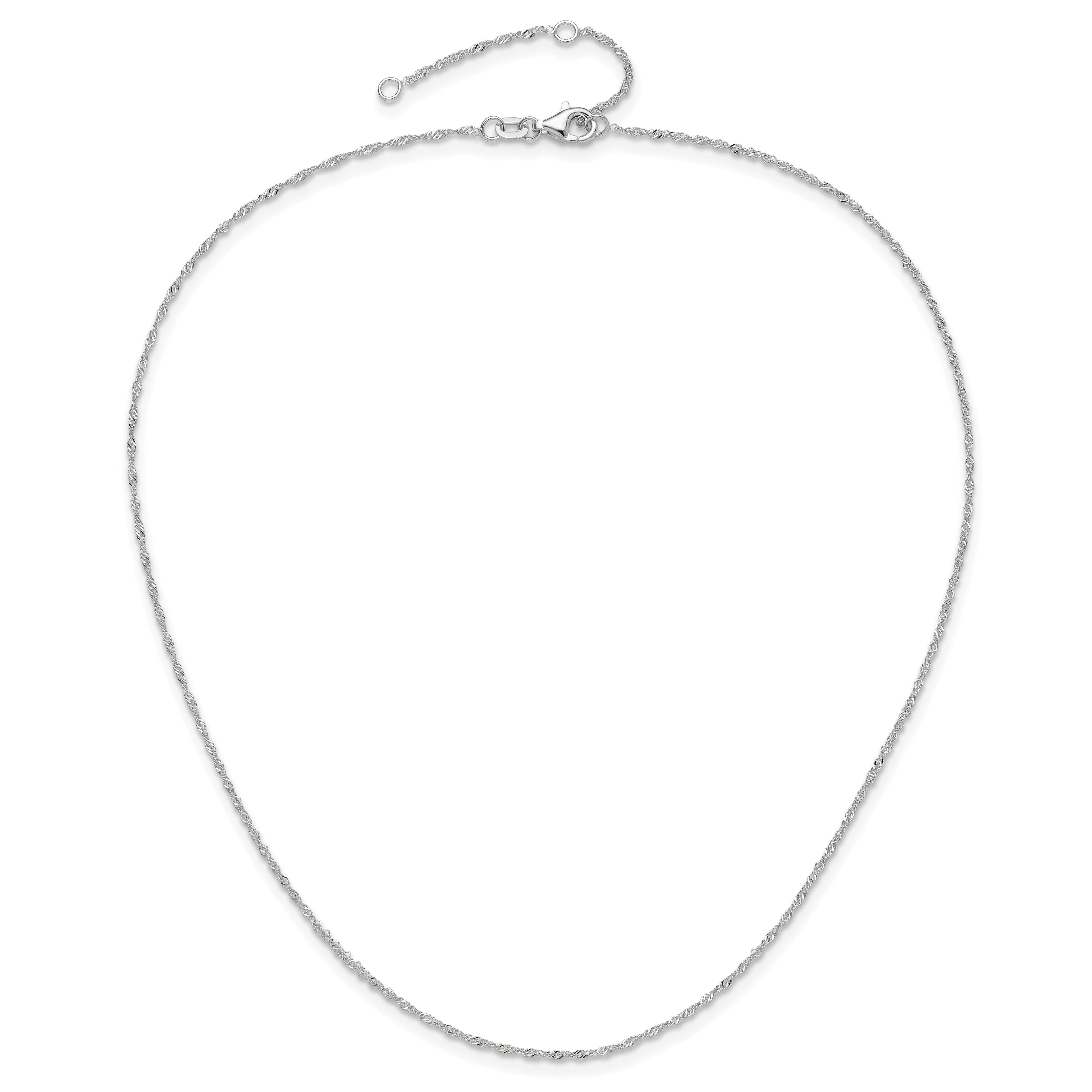 10K White Gold 1.25mm Singapore 1In+1In Adjustable Chain