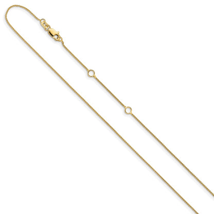 18 Inch 10K Yellow Gold .8mm Baby Spiga 1In+1In Adjustable Chain Necklace