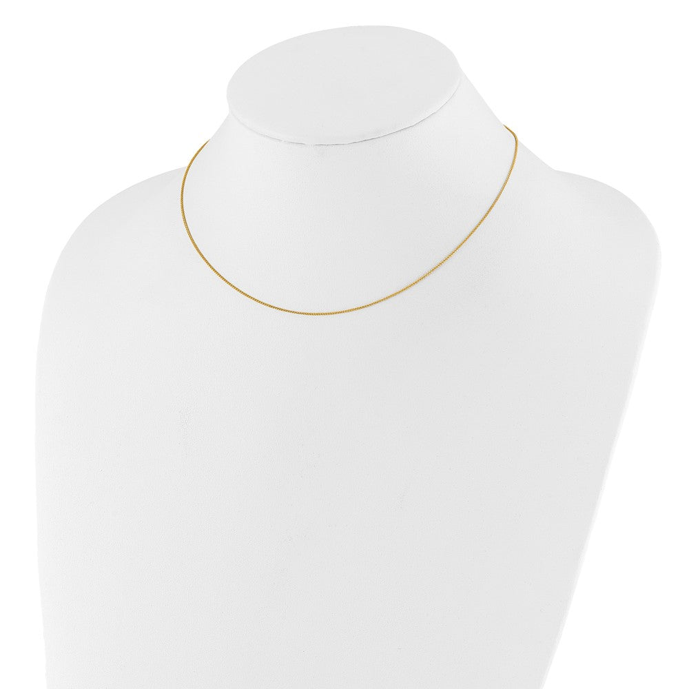18 Inch 10K Yellow Gold .8mm Baby Spiga 1In+1In Adjustable Chain Necklace