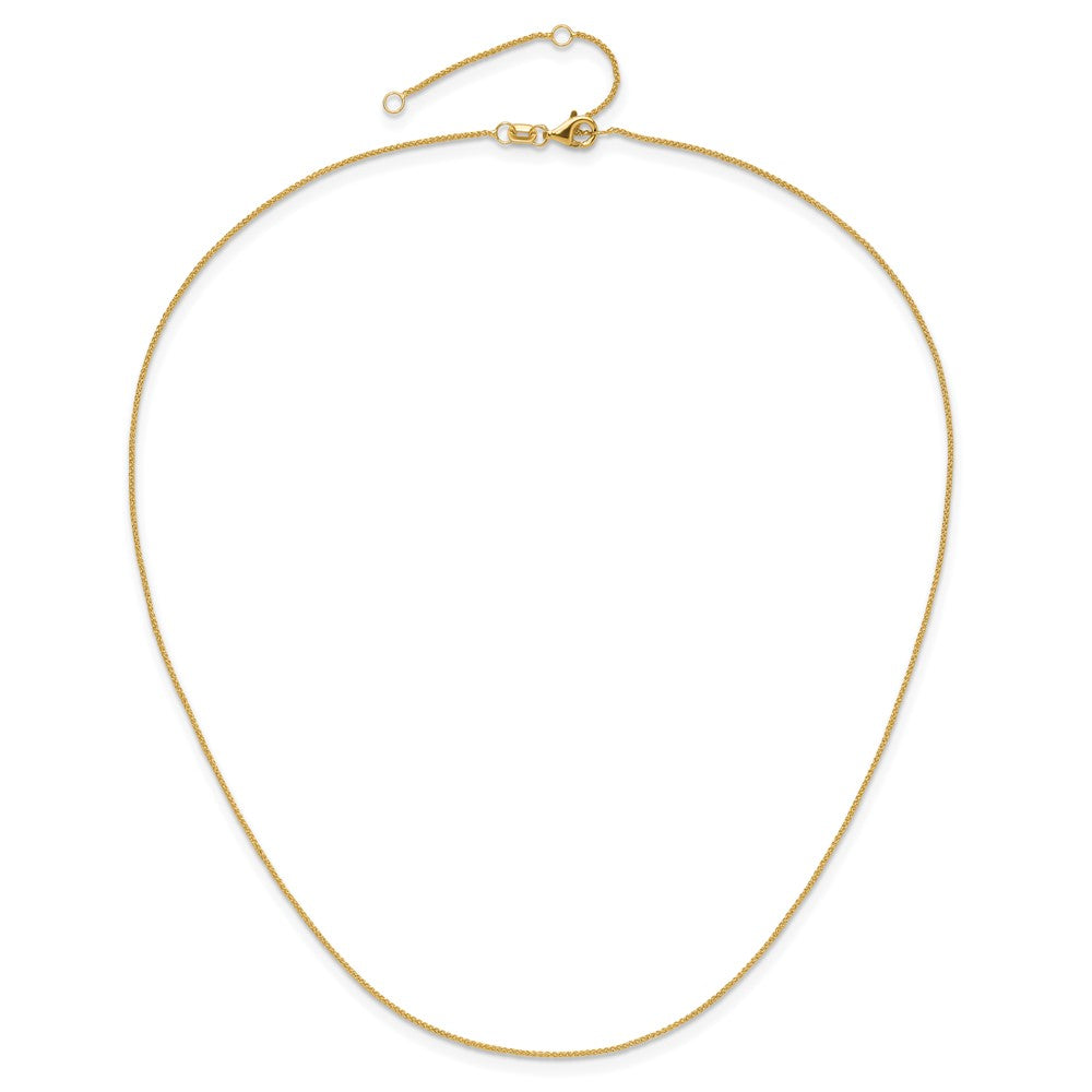 18 Inch 10K Yellow Gold .8mm Baby Spiga 1In+1In Adjustable Chain Necklace