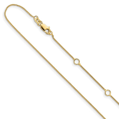 18 Inch 10K Yellow Gold .8mm Baby Spiga 1In+1In Adjustable Chain Necklace