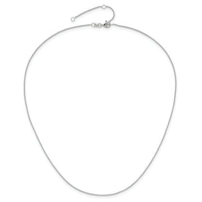 10K White Gold .8mm Baby Spiga 1In+1In Adjustable Chain
