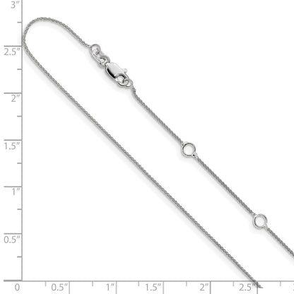 10K White Gold .8mm Baby Spiga 1In+1In Adjustable Chain