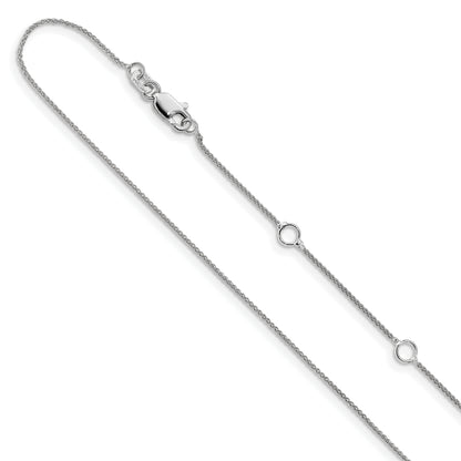 10K White Gold .8mm Baby Spiga 1In+1In Adjustable Chain