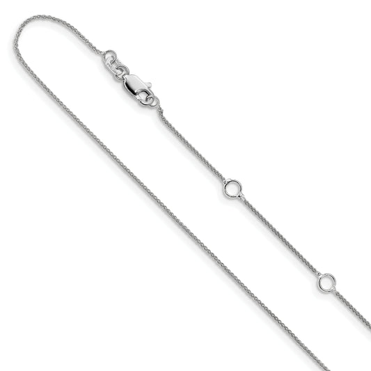 10K White Gold .8mm Baby Spiga 1In+1In Adjustable Chain
