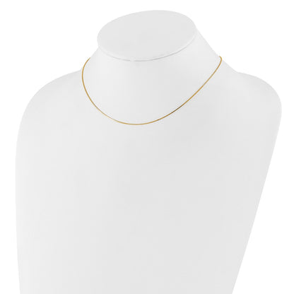 18 Inch 10K Yellow Gold .7mm Box 1In+1In Adjustable Chain Necklace